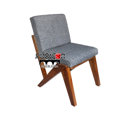 Silla de madera sólida de parota tapizada mod. Sunrise para comedor