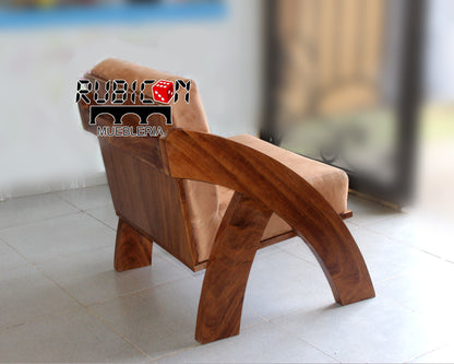 Sillón de madera de parota para sala sofá con cojines mod. Artemis