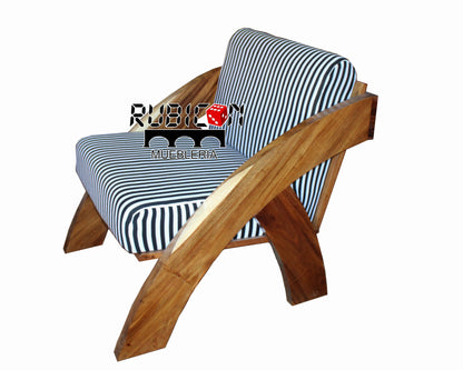 Sillón de madera de parota para sala sofá con cojines mod. Artemis