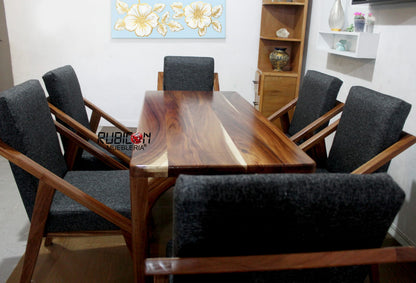 Comedor de madera sólida de parota 1 mesa y 6 sillas
