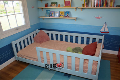 Cama Montessori Infantil de Madera de Pino Modelo Ariel