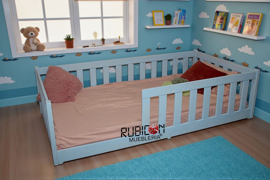 Cama Montessori Infantil de Madera de Pino Modelo Ariel