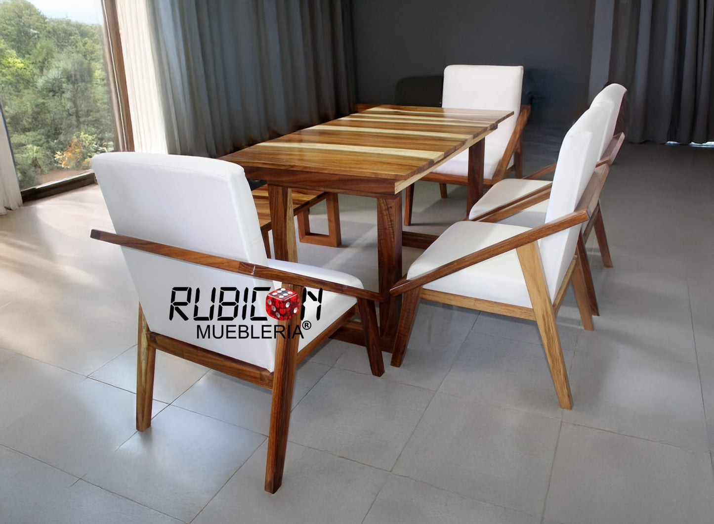 Silla de Madera de Parota 100% con tapiz Silla para Comedor