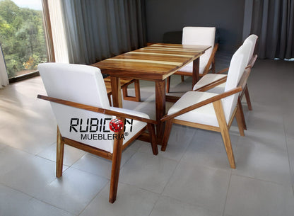 Silla de Madera de Parota 100% con tapiz Silla para Comedor