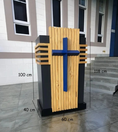 Ambón Para Iglesias Templos Púlpito De Madera Pódium + Ruedas