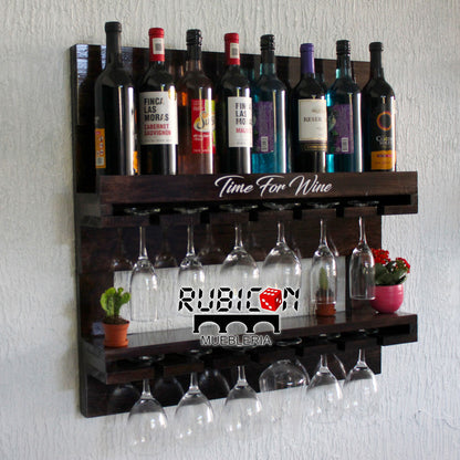 Cava de madera porta vinos flotante cantina mini bar mod. Gengis Khan