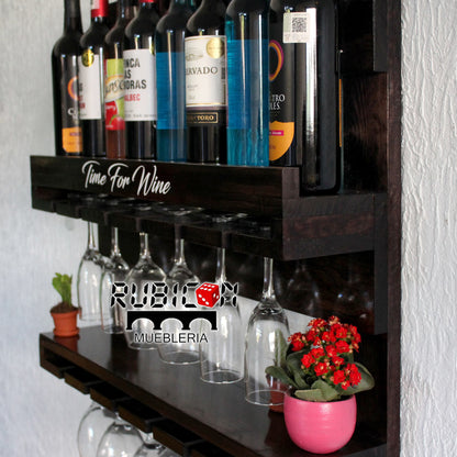 Cava de madera porta vinos flotante cantina mini bar mod. Gengis Khan