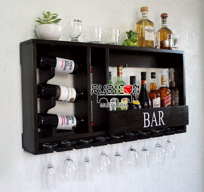 Cantina de madera cava porta botellas soporte de copas Mod. Bar
