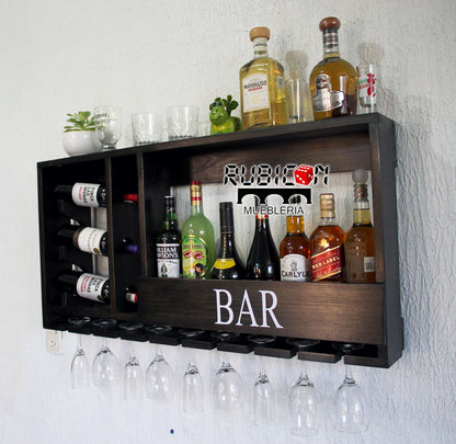 Cantina de madera cava porta botellas soporte de copas Mod. Bar