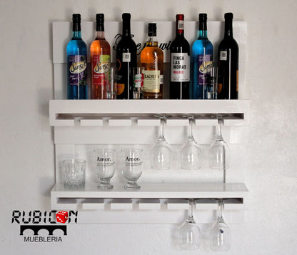 Cava de madera porta vinos flotante cantina mini bar mod. Gengis Khan
