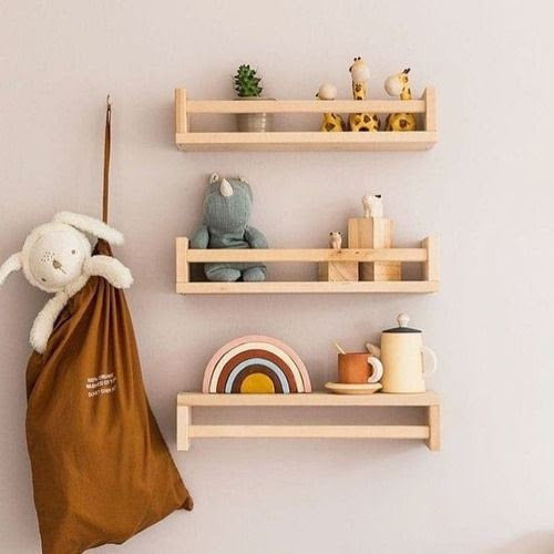 REPISAS DE MADERA ESTILO MONTESSORI ESTANTES FLOTANTES PORTA LIBROS 4pzas