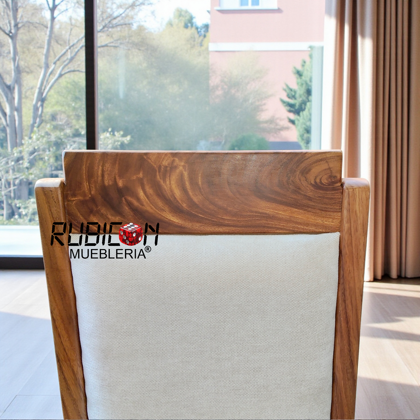 Silla de Madera de Parota 100% con tapiz Silla para Comedor mod. Teloloapn