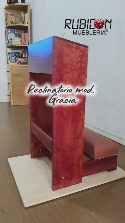 Reclinatorio banco taburete para orar de madera con tapiz