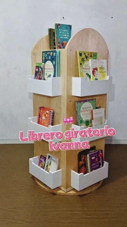 Porta Libros Montessori Librero Giratorio 360° De Madera mod. Ivanna