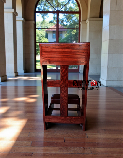 Reclinatorio banco taburete de madera para orar con detalle de cruz