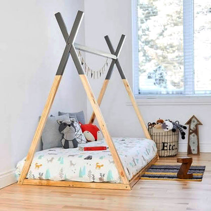 Cama Montessori tipi de madera recámara infantil casita de sueños mod. Tipi