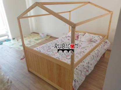 Cama Canguro de madera casita Montessori recámara infantil